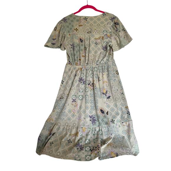 Monteau Los Angeles Patchwork Print summer Dress Womens Med Cottagecore bohemian - Picture 4 of 8